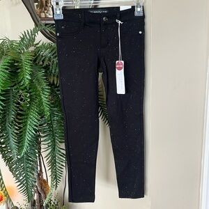 Brand New Celebrity Pink Girls Black Sparkle Silver Glitter Skinny Mid-Rise Pant